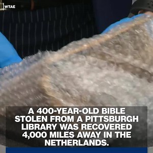 139K views · 747 reactions | RECOVERED: A 400-year-old Bible stolen from the Carnegie Library of Pittsburgh has been found 4,000 miles away in the Netherlands. https://abcn.ws/2XDivwu | ABC News | Facebook