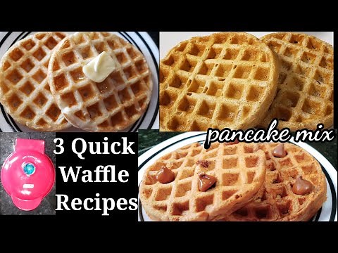 3 Quick Waffle Recipes with pancake mix/ No egg waffle /Dash waffle maker #gururecipes