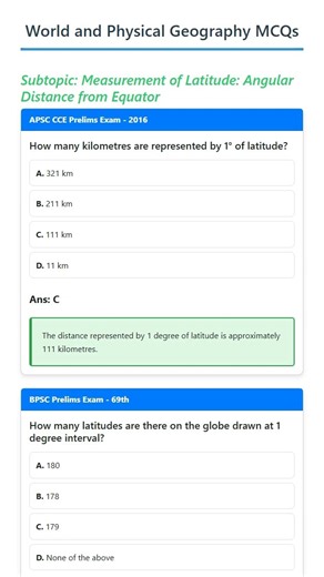 Measurement of Latitude: Angular Distance from Equator