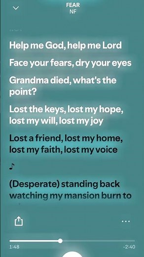 “FEAR” - NF (official lyrics) ‼️REQUESTED‼️ #viral #fyp #lyrics #spotify #song #music #audio #blowup