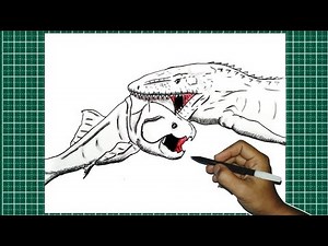 How to Draw Mosasaurus Attacking Dunkleosteus