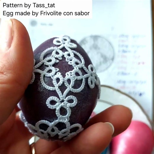 Easter Eggs decorated with Free pattern by Tass_tat. in is hen egg size L and threads #20