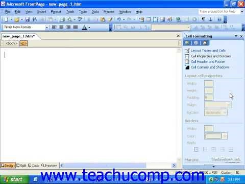 FrontPage Tutorial Using the Task Pane Microsoft Training Lesson 1.6