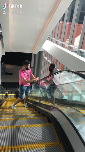 He swung at me #foryou #foryoupage #fyp #pranks #fail #gonewrong #escalator #bloopers