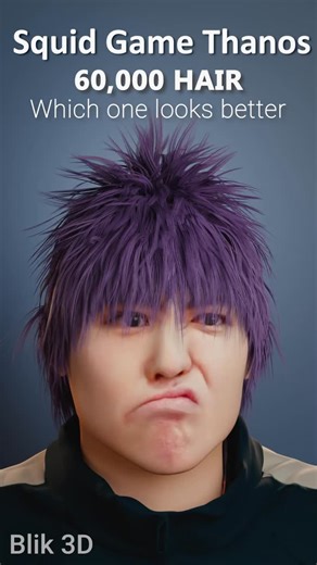 Blik on Instagram: "Thanos with Hair #thanos #squidgame2 #hair #hairsimulation #blender #simulation"
