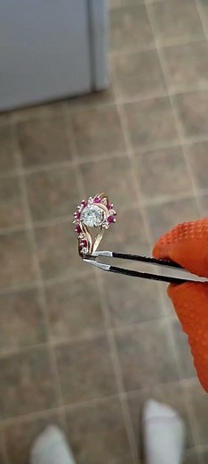 Cleaning finish on this Gold, Diamond and Ruby Ring in the Ultrasonic Cleaner