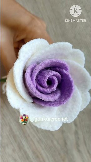 🌹Crochet a Rose Flower Free pattern Tutorial on YouTube Gonkui Crochet step by step #shorts