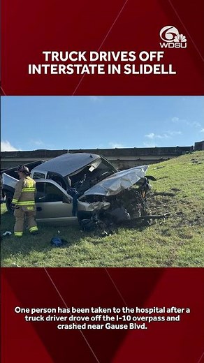 Wild photos show moment truck drove off interstate overpass in Slidell