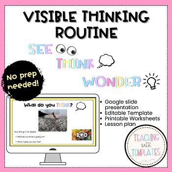 See, Think, Wonder Visible Thinking Routine - Google Slides - Printable Editable