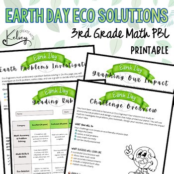 Earth Day Ecology | 3rd Grade PBL Math STEM Operations, Fractions, Graphing