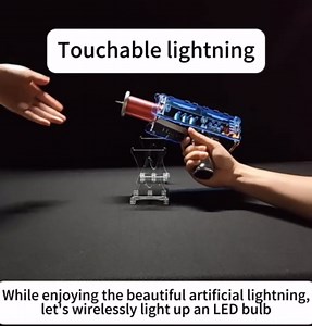 Handheld Tesla Coil Gun, Portable Spark Gap Arc Generator, Adjustable Precision & Dual Mode, Mode Touchable Artificial Lightning, Experiment Science Model
