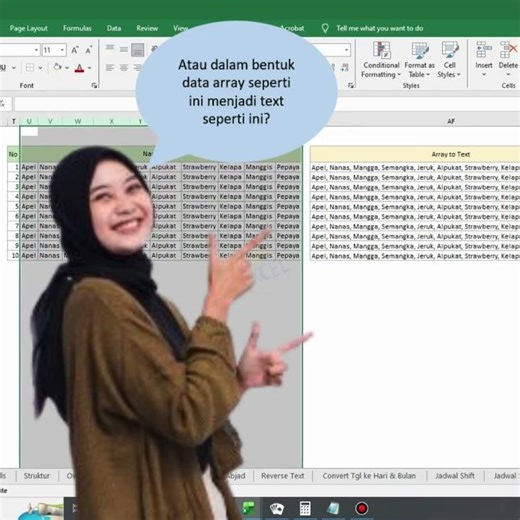Menggabungkan Data Array ke Teks di Excel 2019. #excel #exceltutorial #tutorial #shorts