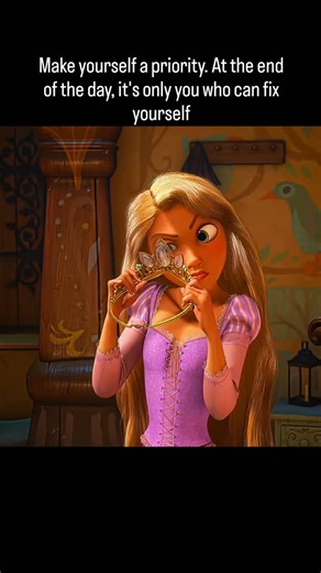 Innerrfeels on Instagram: "This image features the character Rapunzel from the Disney animated film Tangled. Rapunzel is the princess of Corona, famous for her 70 feet of magical, golden hair. In this scene, she is examining a golden tiara, which is revealed to be her stolen crown as the lost princess. The movie Tangled was released by Walt Disney Animation Studios in 2010. #tangled #princess #disney #disneyprincess"