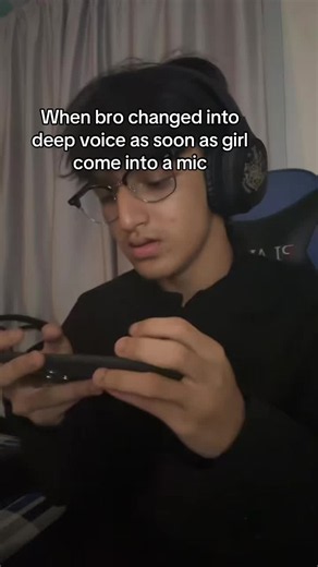 When bro changed into deep voice as soon as girl come into a mic