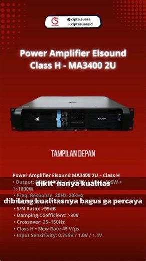 Power Amplifier Elsound Class H MA3400 2U 1