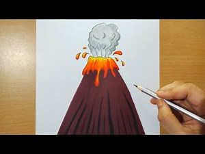 volcanic eruption drawing || how to draw volcano easily step by step