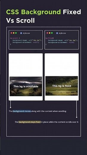 CSS Background: Fixed vs Scroll 🎨 #CSS #WebDev #Frontend #CodingTips