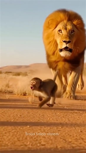 Lion chasing a monkey #wildlife #monkey #lions #safari | Broda Kalipo Comedy