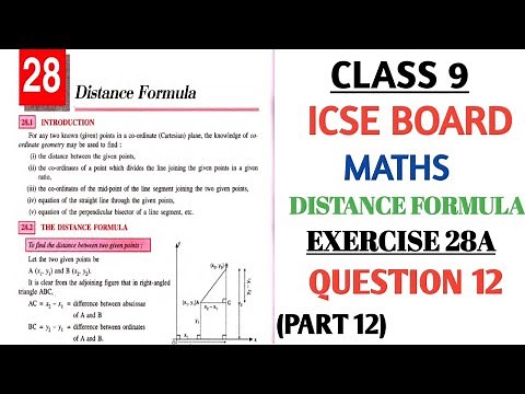 ICSE class 9 MATHS Chapter 28 DISTANCE FORMULA | EXERCISE 28 | Que.12 | PART 12 SELINA ‪@nksclasses‬