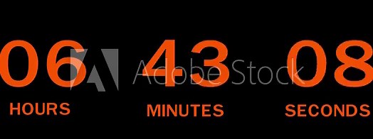 7 Hours countdown timer number animation. Countdown timer from hours, minute and seconds.