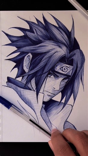 Sasuke Anime Drawing Tutorial: Pen Sketch | Art Sketchbook