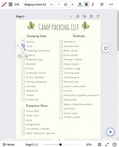 Editable Camping Packing List, Camp Essentials, Summer Camp, National Park Camping Planner, Travel Packing List, Travel Checklist, Hiking - Etsy