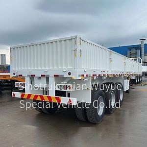 [Hot Item] Flat Bed Truck Full Drop Side Wall Earthwork Semi Trailer
