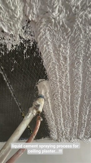 liquid cement spraying process for ceiling plaster...!!!