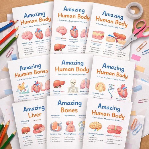 Human Body Poster | Kids Anatomy Posters Printable | Educational Body Systems | Homeschool & Classroom Print