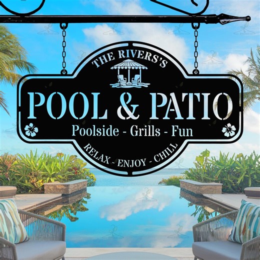 Personalized Pool & Patio Metal Sign: Custom Backyard Wall Decor - Etsy
