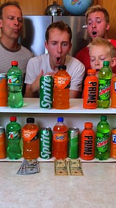 Orange & Green Matching Game - winner gets $300 🤑 Kids, Dad, and whole family play diy party game where they match drinks like prime, redbull, sprite, gatorade, Fanta, 7up and powerade for money prizes. Funny game to play at home with friends and family using snacks from around the house. This video was produced by Benson Family, Network Media, and Benson Bros. | Aaron’s Family