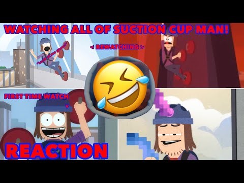RE WATCHING SUCTION CUP MAN 1-4 & FIRST TIME WATCH OF 5! ​|Suction cup man by @Piemations REACTION
