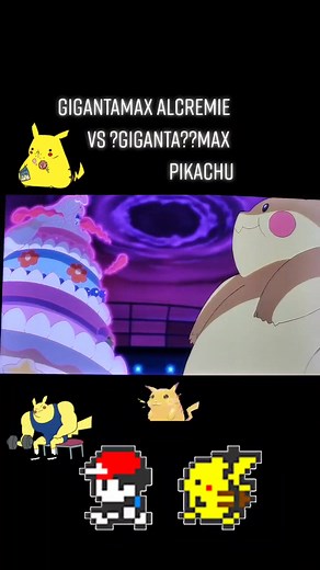 Gigantamax Alcremie vs Gigantamax Pikachu Battle