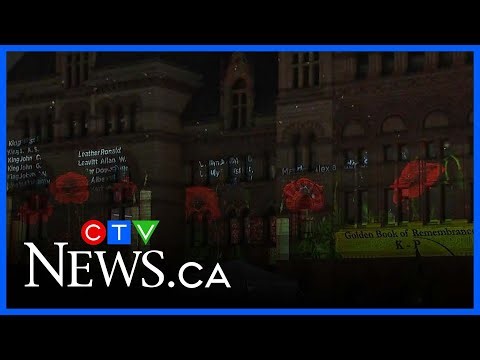 Powerful visual tribute projected on the facade of Old City Hall in Toronto