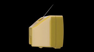 3d Realistic Old Retro TV rotating on alpha transparent background.