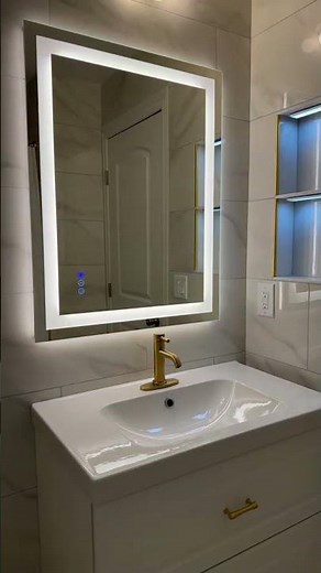 Bathroom mirror with light and defogging function makes your bathroom more cozy!! #bathroomdesign