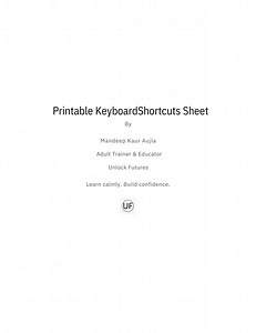 Keyboard Shortcuts for Beginners | Windows & Mac | Printable Computer Skills Cheat Sheet | Adult Learners - Etsy