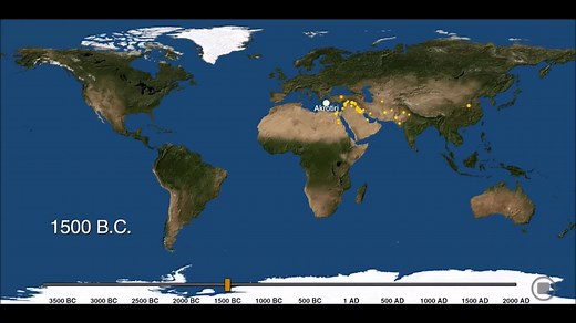 The History of Urbanization, 3700 BC – 2000 AD This map visualizes the history of urban settlements over 6,000 years. The data shown in the map comes from a Yale-led study published earlier this month in Scientific Data, which compiled the most comprehensive dataset on historical urban populations to date. The data has a number of limitations and is “far from comprehensive.” Certain parts of world are better represented than others, and some well known cities do not appear until centuries after
