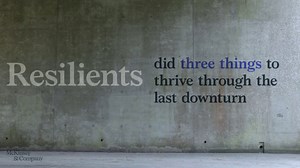 We traced the paths of more than 1,000 publicly traded companies and found that during the last downturn, about 10% of those companies fared materially better than the rest. We called those companies “resilients”. What did they do differently? https://mck.co/2M9tzk3 | McKinsey Quarterly