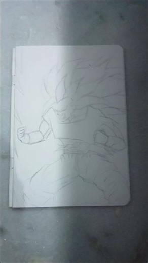 drawing of Goku super Saiyan 3 power up from dragon Ball anime art universe