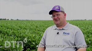 Adam Stuteville, regional manager for Farmers’ Independent Research of Seed Technologies (FIRST) in Kansas and southeast Nebraska, discusses crop conditions and yield potential near Louisburg in east-central Kansas. | DTN/The Progressive Farmer
