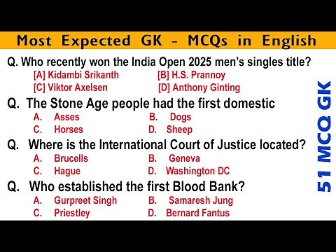 Most Expected GK Questions for Competitive Exams 2025 | General Knowledge MCQs with Answers