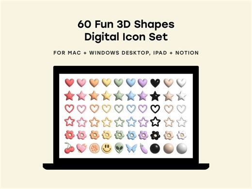 60 Fun 3D Shapes Desktop Icons for Mac, Windows, Notion (digital Download) - Etsy