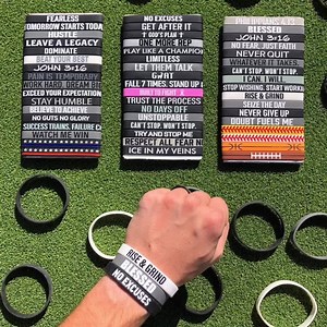 5.2K views · 133 reactions | Motivational Wristbands!  Wear your daily reminders! 55+ unique quotes & 3 size options.  Get 15% OFF w/ code: NC15 Every order ships within 1 day + Free Returns/Exchanges. Gear up at: EliteAthleticGear.com | Elite Athletic Gear | Facebook