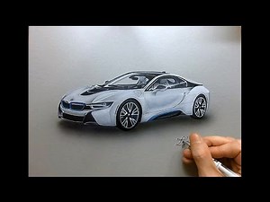 drawing time lapse - hyperrealistic art : how to draw bmw i8