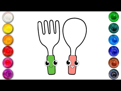 Easy Fork and Spoon Drawing for Kids | Step by Step Drawing Tutorial