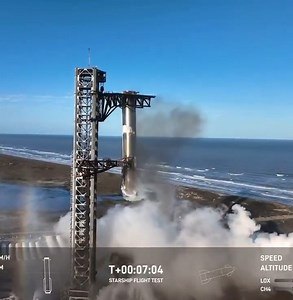 139K views · 2.7K reactions | The Starship booster reenters Earth's atmosphere at over twice the speed of a bullet from an assault rifle—all while being the largest flying object ever created by humanity! 勞  | SpaceX Times | Facebook