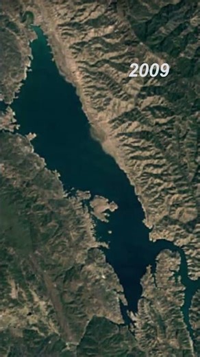 Lowest (1992) and Highest (2023) Water Level in Lake Berryessa|| #california || #shorts|#timelapse