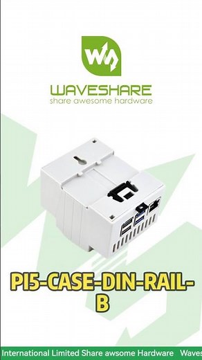 Raspberry Pi 5 DIN Rail Case，Rugged ABS Shell for Industrial Use，Clear top window #waveshare