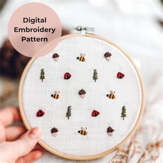 Woodland Embroidery Sampler Pattern BASIC Beginner Friendly Forest Motifs PDF - Etsy